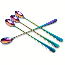 Long-Handled Stainless Steel Iced Tea  Cocktail Spoons 8-Pack