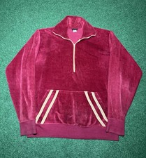 Vintage 70s Disco Era Velour Tracksuit, Sweatshirt Velvet Striped Large 