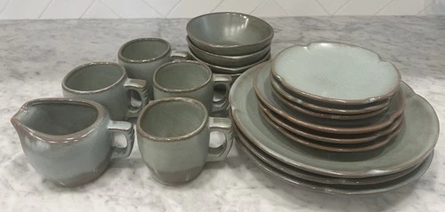18 Piece Vintage Frankoma Plainsman Prairie Green - Dinner,Salad,Bread, Bowl,Mug