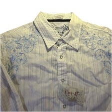 Mens Rock 47 Wrangler Large Long Sleeve Embroidered Western Pearl Snap Y2K New