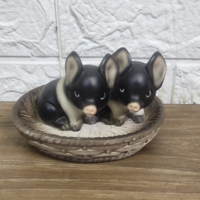 Vintage~M. Takai~2 Pigs Piglets Baby Pigs Ceramic Figurine~Japan