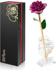 Gold Dipped Infinity Rose Last Forever Flower Decor, Birthday Gift for Women in