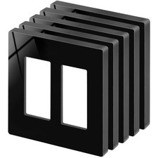 5 Pack 2-Gang Black Screwless Wall Plate, Decor Outlet Cover, Decorative Swit...