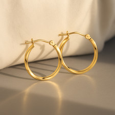 10K Real Solid Gold Twisted Round Creole Hoops Earrings All Sizes 16MM-30MM