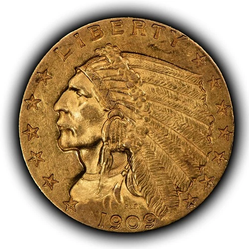 1909 G$2.50 Indian Head Gold Quarter Eagle - Luster - AU/UNC - SKU-G6245