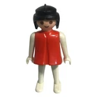 Playmobil Figure With Red Outfit & Black Hair Vintage 1974