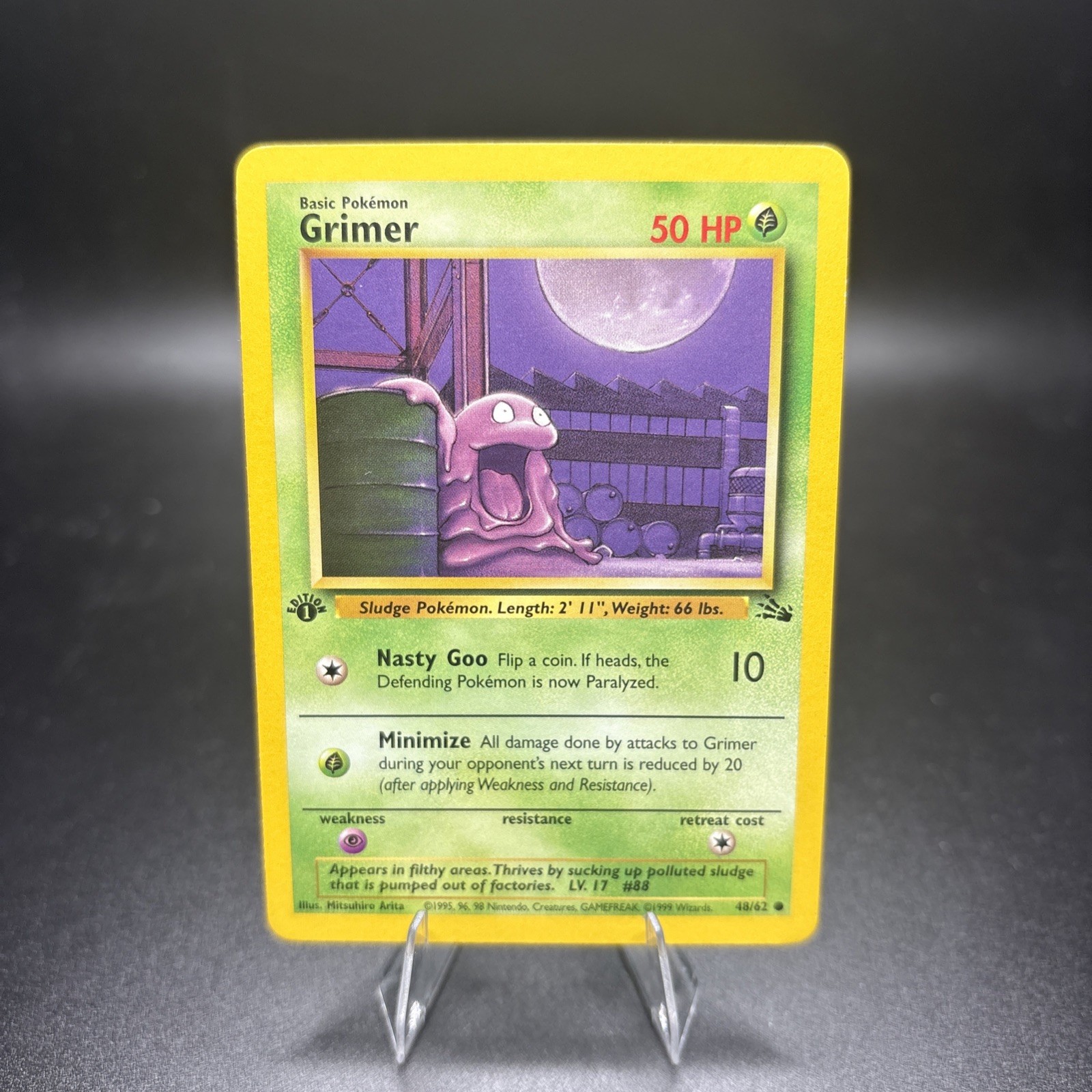 Pokémon Grimer 48/62 1st Edition Fossil Regular Vintage Card NM -c