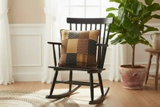 Primitive Farmhouse Patriotic Patch Quilted Accent Pillow w/ Fill 16x16"