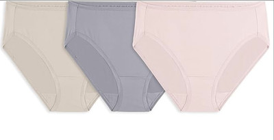 New Fit For Me Ladies 3 Pack Hi-Cut Assorted Styles Panties Plus Sizes 10, 12