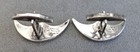 Vtg Mid-Century Men's STERLING Silver Big CUFF LINKS Mexico Curvy +Incised Lines — photo 4