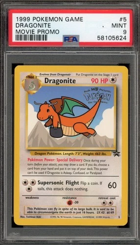 Pokemon Dragonite WB Movie Black Star Promo #5 PSA 9 Mint