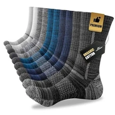 Men's Cotton Crew Work Socks, 5 Pairs Cushioned Boot Moisture 13-15 Multicolor