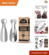 Travel-Friendly 2-Piece Metal Shoe Horn Set - 7.5