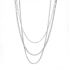 3pcs Womens Necklace 18K Gold Plated Stainless Steel Chain Woman Fashion Jewelry