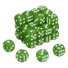48Pcs 6 Sided Colored Standard Dice, Acrylic D6 Pearl Pattern Dice, Green