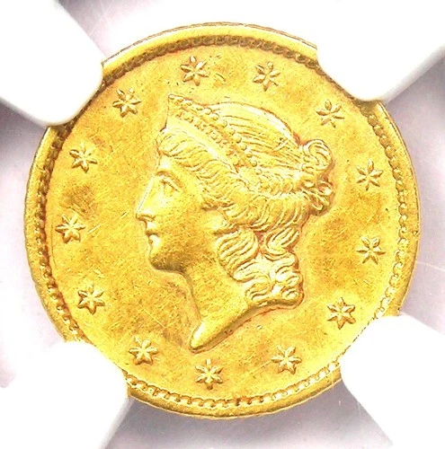 1854-S Liberty Gold Dollar G$1 San Francisco Coin - Certified NGC AU55 - Rare!