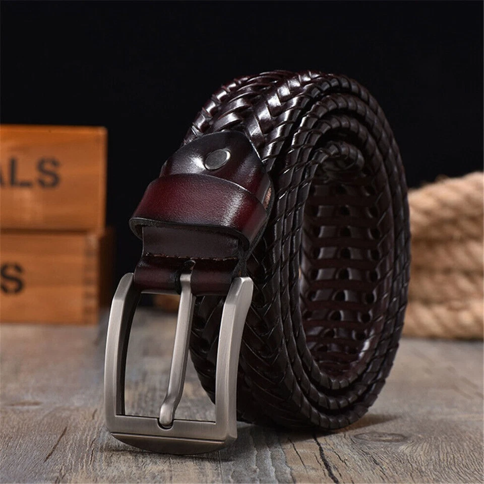 Ceinture tressée pour hommes Ceinture tissée Bracelet de vache en cuir... - Photo 3/4