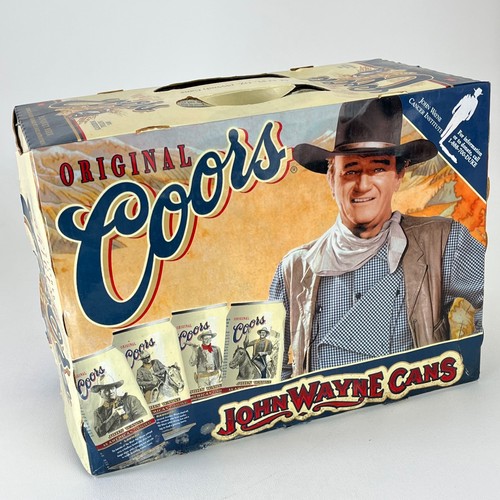 Coors Beer John Wayne 12 Pack Empty Cans 1997 Vintage with Original Box Flawed