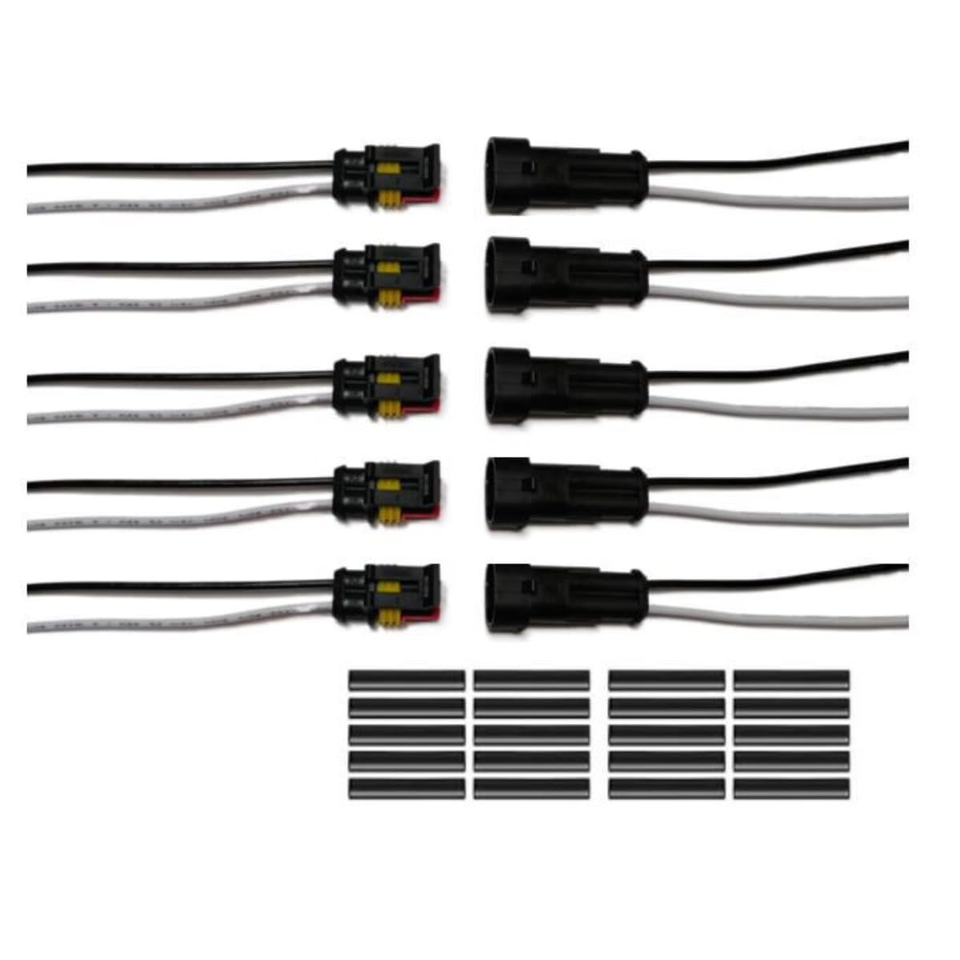 2 Pin Connector Waterproof 5 Kits, 2 Wire Connector 16AWG Automotive ...