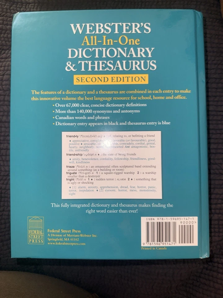 Webster's All-In-One Dictionary and Thesaurus, Second Edition by Merriam-Webster - Image 3 of 3