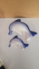 Ceramic Dolphin Wall Plaques Pair Blue White Nautical Coastal Decor Set of 2