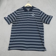 Dallas Cowboys Shirt Mens XL Blue Gray Striped NFL Football Nike Dri Fit Polo