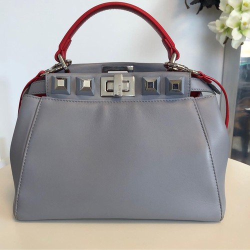【Beautiful Condition】Fendi Mini Peekaboo Leather 2-Way Handbag