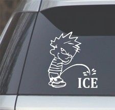 Calvin Piss On ICE  6" Window Sticker Decal – White