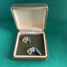 Vintage Szkockie spinki do mankietów Rampant Lion Shield czerwone i żółte z pudełkiem