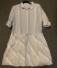 Gap Designed & Crafted Dress Womens 2XL Blue White Striped Drawstring Pockets