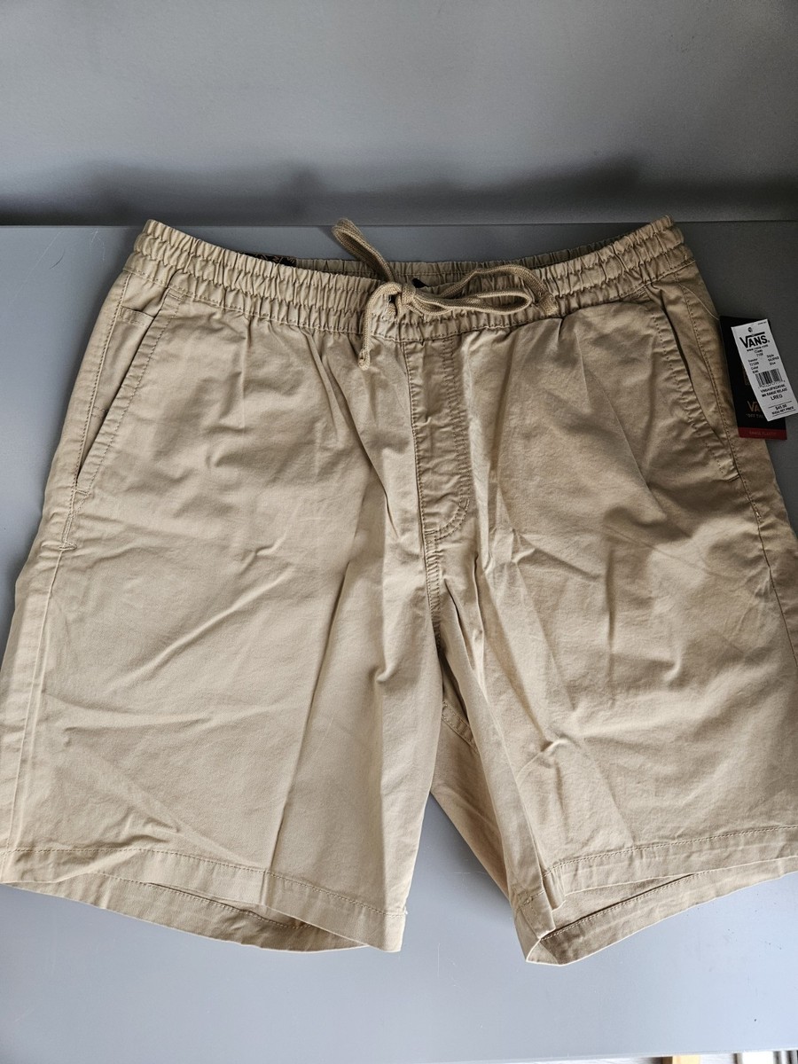 VANS Range Elastic Relaxed Fit Shorts Mens Large Beige Chino
