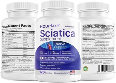 Hourten Advanced Sciatica Nerve Support Alpha Lipoic Acid 18-in-1 B Complex NEW