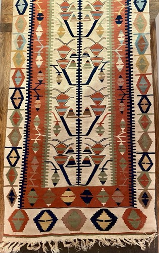 Traditional Tribal Wool Kilim Flatweave Oriental Runner / Rug 31 " x 172" - Picture 3 of 19