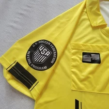 Official Sports Soccer Ref Jersey Adult Yellow And Black. Medium.   With Flags