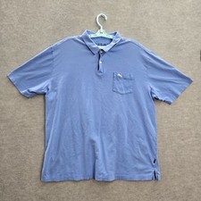 Tommy Bahama Men Polo XL Blue Relax Short Sleeve Cotton Pima Pocket Collar READ