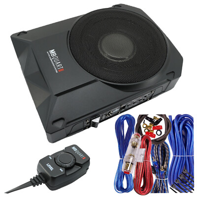 MB Quart 10''  800 Watt Under-Seat Slim Amplified Car Subwoofer + Wire Kit