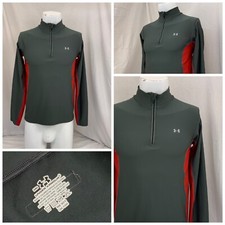 Under Armour Pullover M Gray Red Poly Stretch 1/4 Zip Activewear YGI N2-250