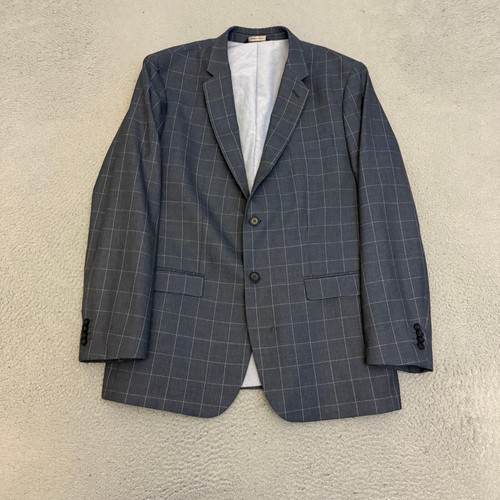 Banana Republic Blazer Mens Size 46 R Tailored Slim Fit Blue Plaid *STAINS