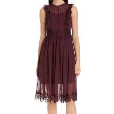purple dress ted baker NWT TED BAKER Porrla Midi Dress In Deep Purple