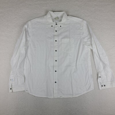 Carbon 2 Cobalt Shirt Mens Large White Geometric 100% Cotton Dress Button Down