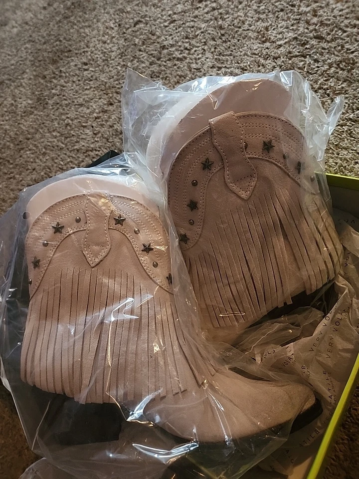 Botas con flecos muy volátiles talla 8 boho botines de cuña cuero tostado borla Foto 3 de 4