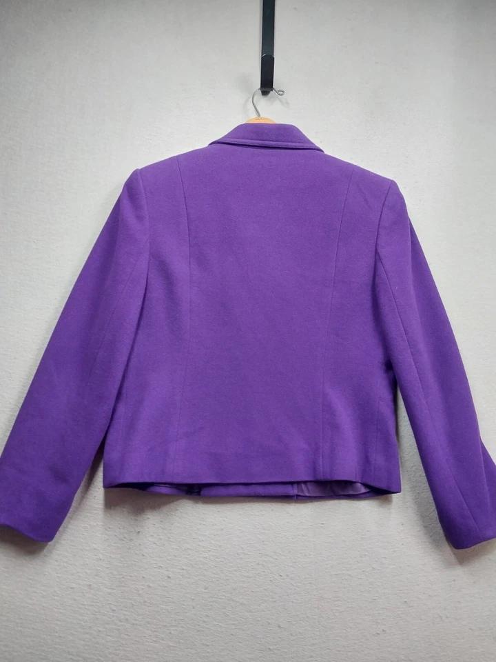 Chaqueta Valerie Stevens Lana de Cordero Angora Peacoat Mujer 10 Púrpura Doble Pecho Foto 2 de 4