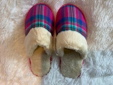 Talbots Women Slippers 7M - Pink Tartan Plaid