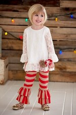 New Girls Boutique Peaches n Cream sz 4 Ivory Red Lace outfit Christmas Holiday