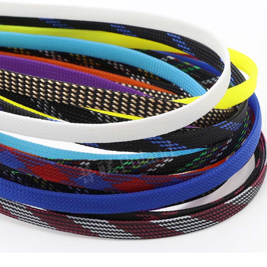 Othmro PET Geflochtene Kabelummantelung – 3mm X 5m, Dehnbar, Schwarz/gelb, Für Kabelmanagement