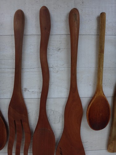Vintage Wooden Spoons Utensils Country Farmhouse x 8 - Picture 2 of 11