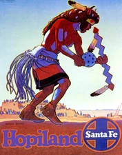 POSTER HOPILAND SANTA FE AMERICAN INDIANS RUINS TRAVEL VINTAGE REPRO FREE S/H