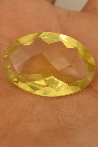 24.20 Cts. Natural Yellow Lemon Quartz Oval Shape Certified Gemstone