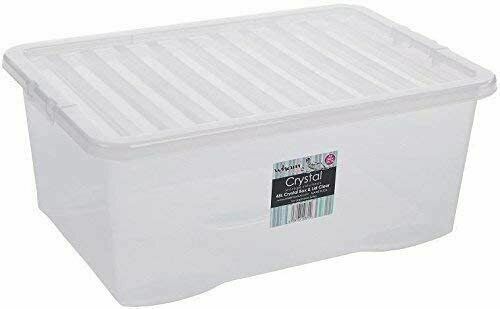 5 x 45L Wham Plastic Storage Shelf Box Stackable Container Secure Clip