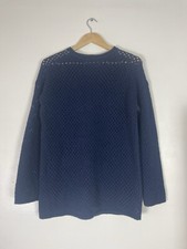 Massimo Dutti Navy Blue Open Knit Jumper - Sz Medium M
